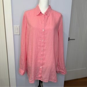 McLaughlin Britt Women’s Pink Linen Button-Up Shirt, size XL, New with tags.